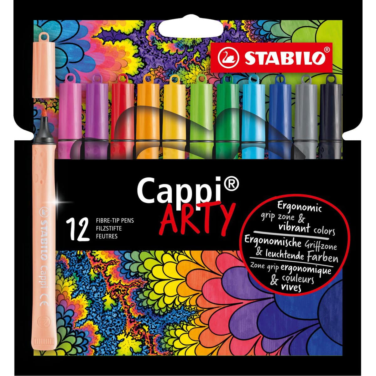 moederlijk Uitgaven Dhr STABILO Cappi viltstiften set van 12 kleuren | Suitup Art Supplies