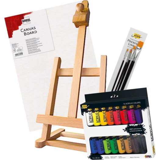 Solo-Goya-Schilder-pakket-met-Tafelezel-Acrylverf-Kwasten-en-Canvas-board