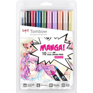 Tombow Dual Brush Pen Manga Shojo set van 10 kleuren