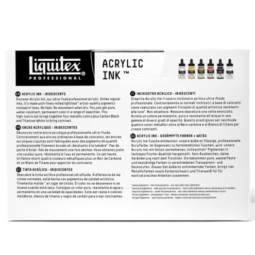 Liquitex pro acrylic ink metallic set voor pouring art